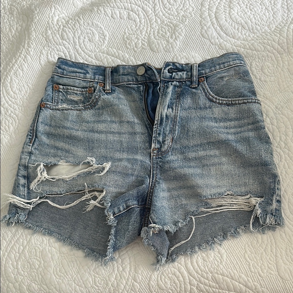 American Eagle Outfitters Blue Distressed Jean Shorts